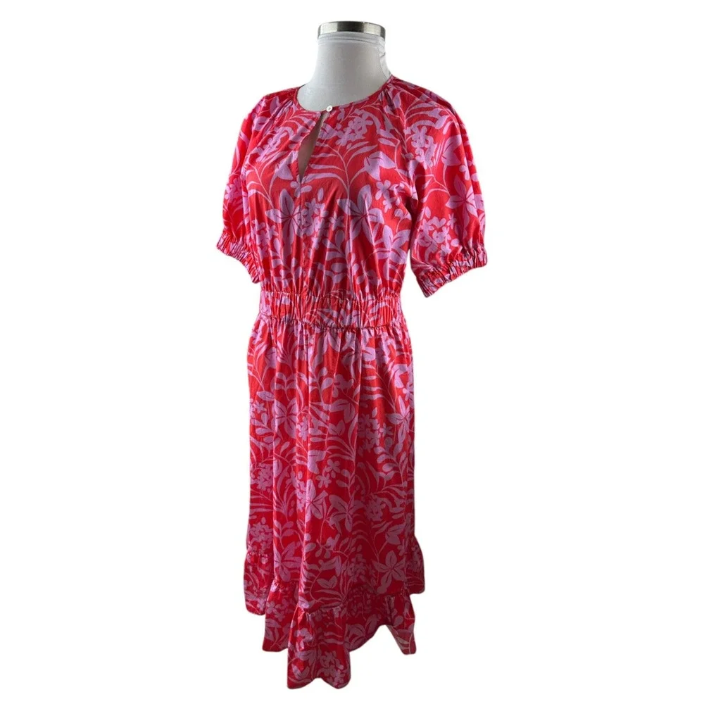 Voyageur by Mersea Hedy Tropical Floral Vine Tiered Midi Maxi Dress Mer Sea XL - Picture 4 of 14